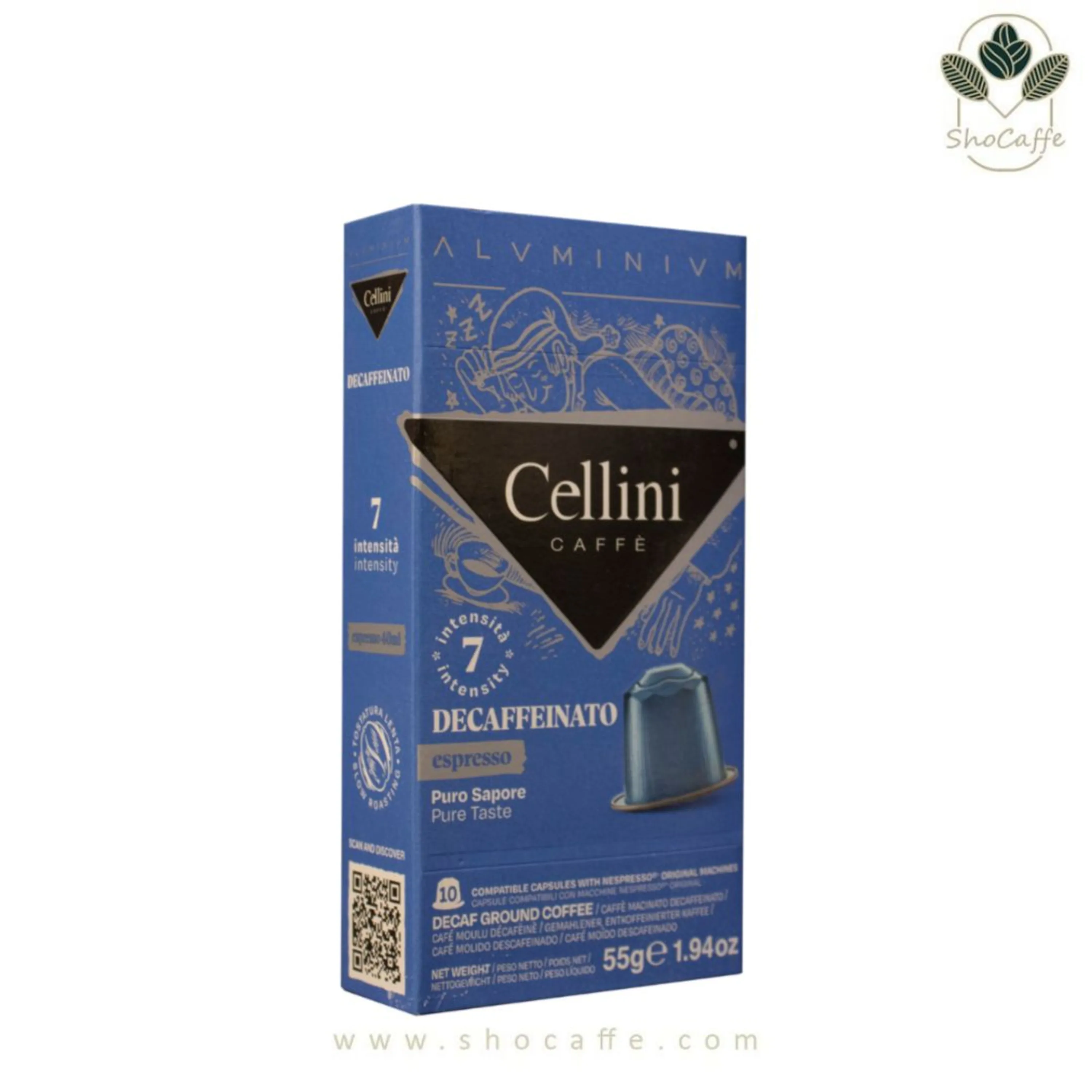 کپسول قهوه نسپرسو چلینی بدون کافئین Cellini Decaffeinato